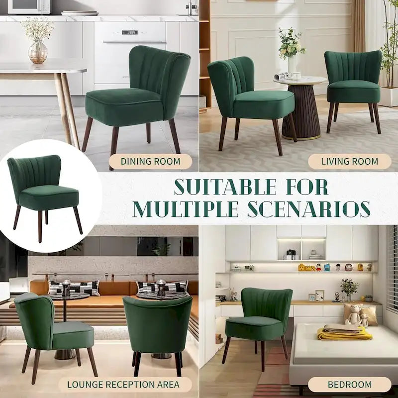 Fauteuil d'appoint moderne en velours, fauteuil de salon rembourré doux avec pieds en bois