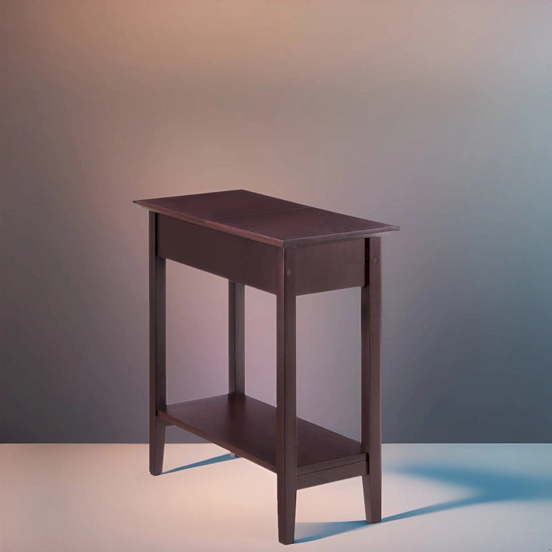Table d'appoint étroite à rabat avec tiroir et étagère, Gris/Noir/Espresso/Crème/Blanc/Cerise
