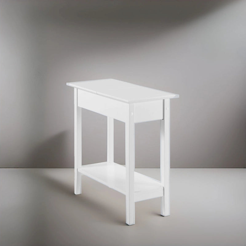 Table d'appoint étroite à rabat avec tiroir et étagère, Gris/Noir/Espresso/Crème/Blanc/Cerise