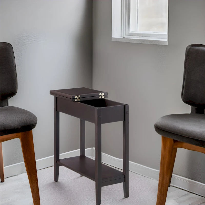 Table d'appoint étroite à rabat avec tiroir et étagère, Gris/Noir/Espresso/Crème/Blanc/Cerise