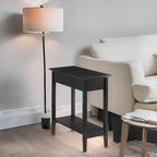 Table d'appoint étroite à rabat avec tiroir et étagère, Gris/Noir/Espresso/Crème/Blanc/Cerise