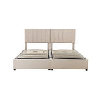 Cadre de lit plateforme rembourré double/très grand avec système de rangement hydraulique, lit de rangement relevable avec tête de lit et support à lattes
