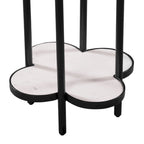 Table d'appoint Chloe, plateau trèfle en marbre véritable blanc avec cadre en fer noir