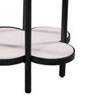 Table d'appoint Chloe, plateau trèfle en marbre véritable blanc avec cadre en fer noir