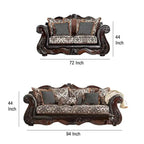 Ensemble canapé 2 places et causeuse, similicuir marron foncé, 5 coussins décoratifs