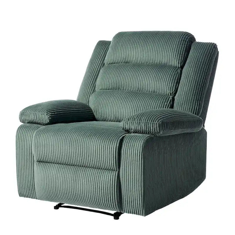 Fauteuil inclinable manuel en velours côtelé moderne, fauteuil de relaxation inclinable réglable avec accoudoirs larges