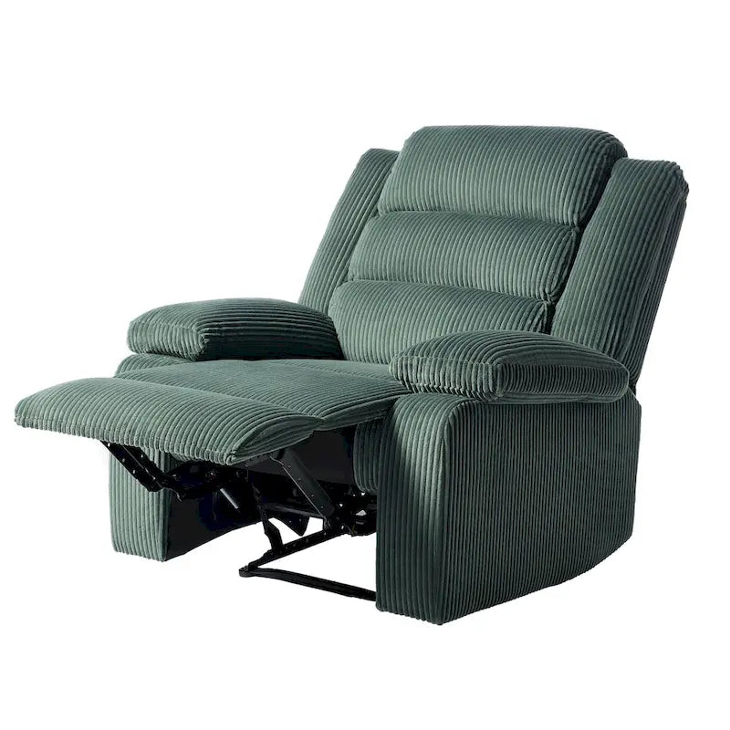 Fauteuil inclinable manuel en velours côtelé moderne, fauteuil de relaxation inclinable réglable avec accoudoirs larges