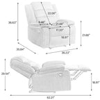 Fauteuil inclinable manuel en velours côtelé moderne, fauteuil de relaxation inclinable réglable avec accoudoirs larges