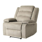 Fauteuil inclinable manuel en velours côtelé moderne, fauteuil de relaxation inclinable réglable avec accoudoirs larges