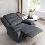 Fauteuil inclinable manuel en velours côtelé moderne, fauteuil de relaxation inclinable réglable avec accoudoirs larges