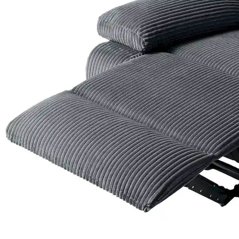 Fauteuil inclinable manuel en velours côtelé moderne, fauteuil de relaxation inclinable réglable avec accoudoirs larges