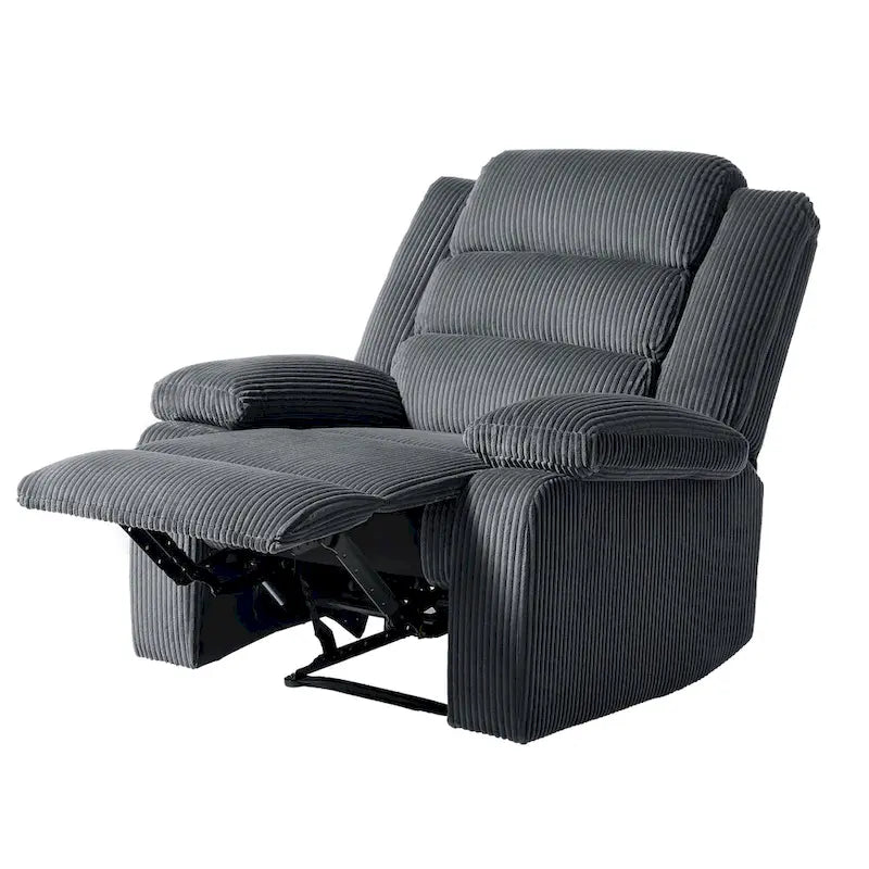 Fauteuil inclinable manuel en velours côtelé moderne, fauteuil de relaxation inclinable réglable avec accoudoirs larges