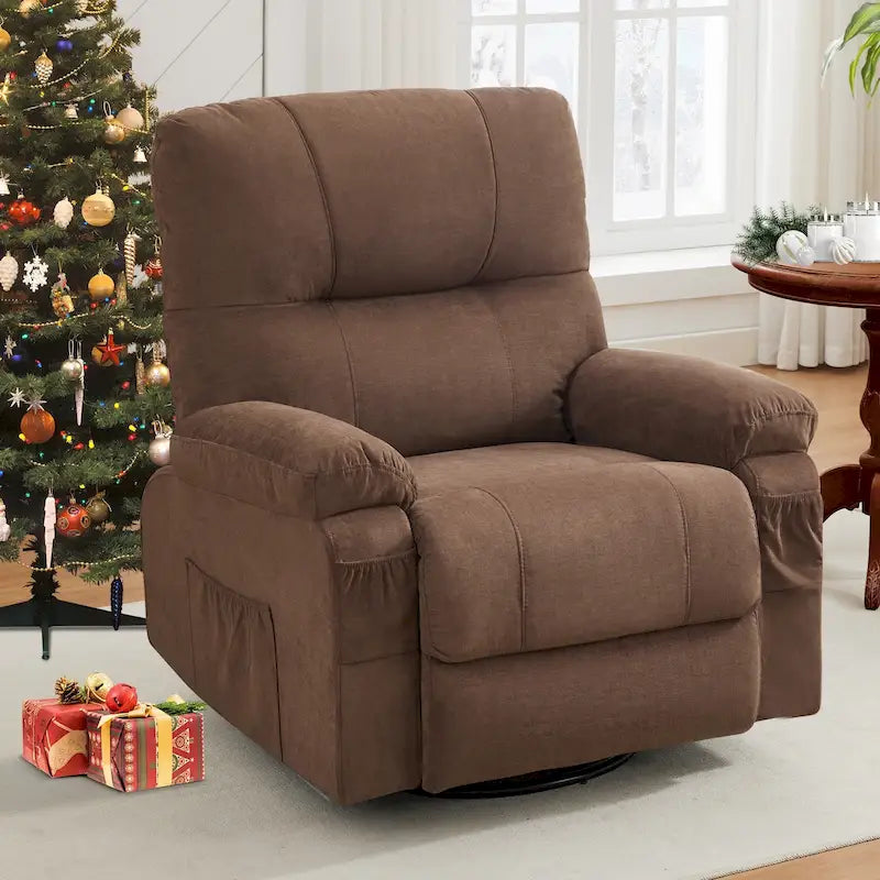 Fauteuil inclinable pivotant et basculant à 360° en lin avec poches latérales