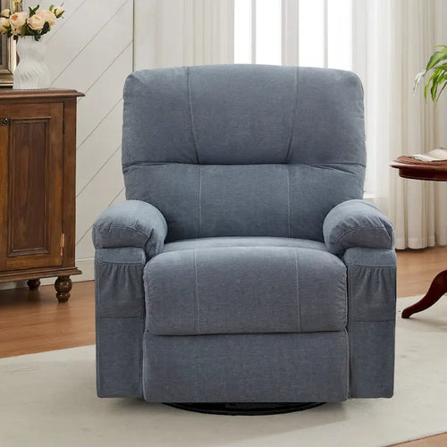 Fauteuil inclinable pivotant et basculant à 360° en lin avec poches latérales