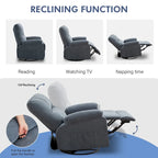 Fauteuil inclinable pivotant et basculant à 360° en lin avec poches latérales