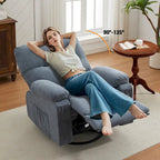 Fauteuil inclinable pivotant et basculant à 360° en lin avec poches latérales