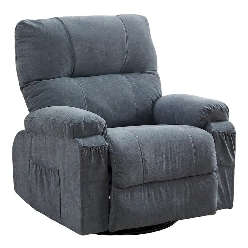 Fauteuil inclinable pivotant et basculant à 360° en lin avec poches latérales