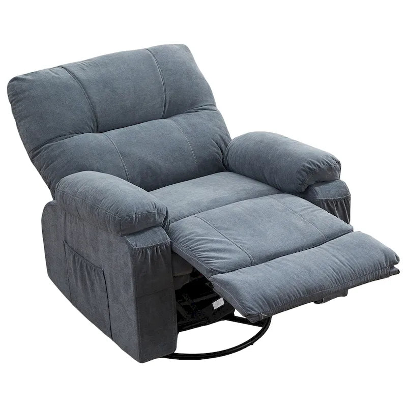 Fauteuil inclinable pivotant et basculant à 360° en lin avec poches latérales