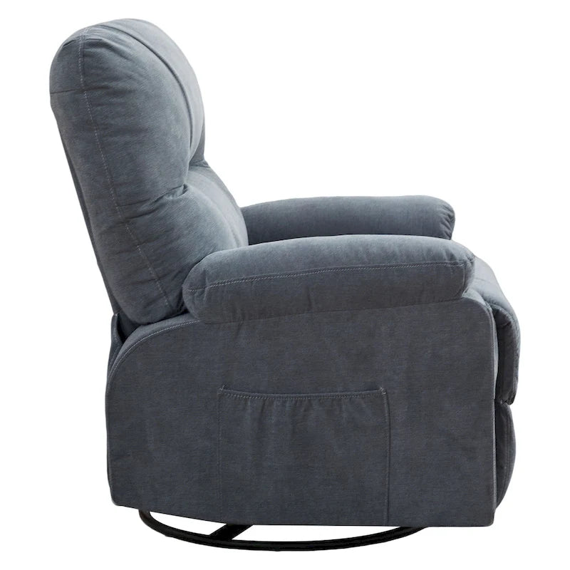 Fauteuil inclinable pivotant et basculant à 360° en lin avec poches latérales