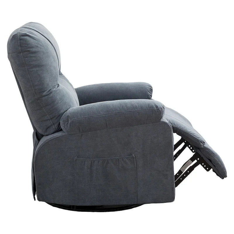 Fauteuil inclinable pivotant et basculant à 360° en lin avec poches latérales