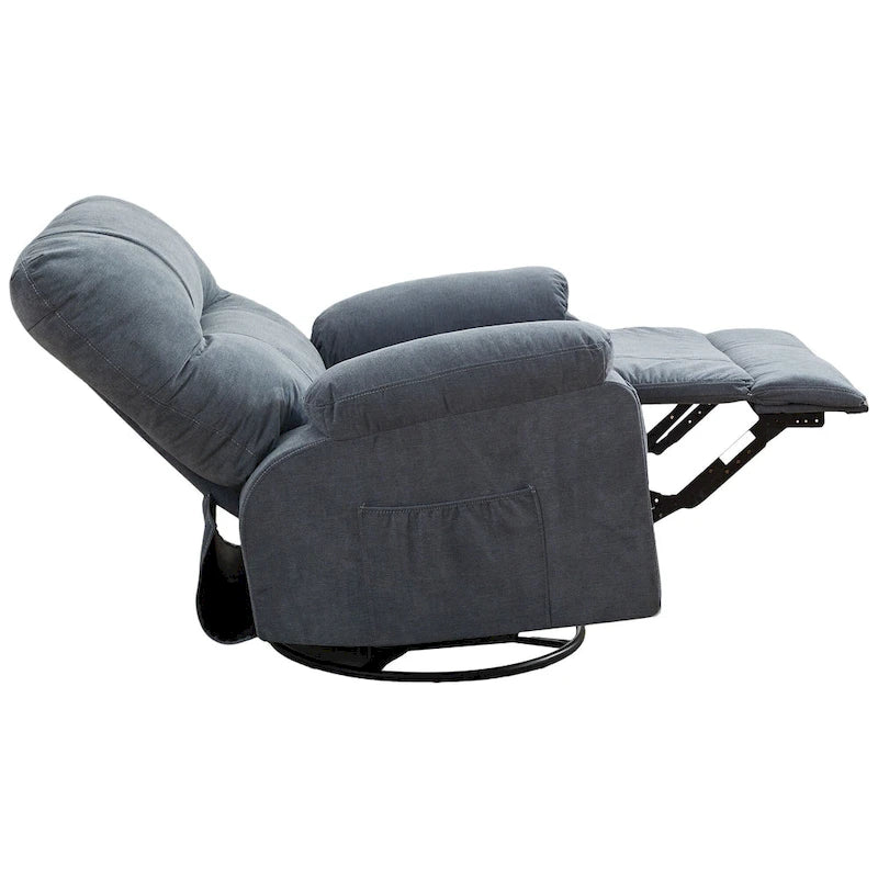Fauteuil inclinable pivotant et basculant à 360° en lin avec poches latérales