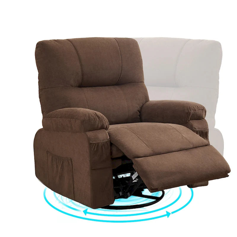 Fauteuil inclinable pivotant et basculant à 360° en lin avec poches latérales