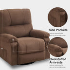 Fauteuil inclinable pivotant et basculant à 360° en lin avec poches latérales