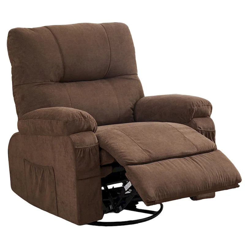 Fauteuil inclinable pivotant et basculant à 360° en lin avec poches latérales