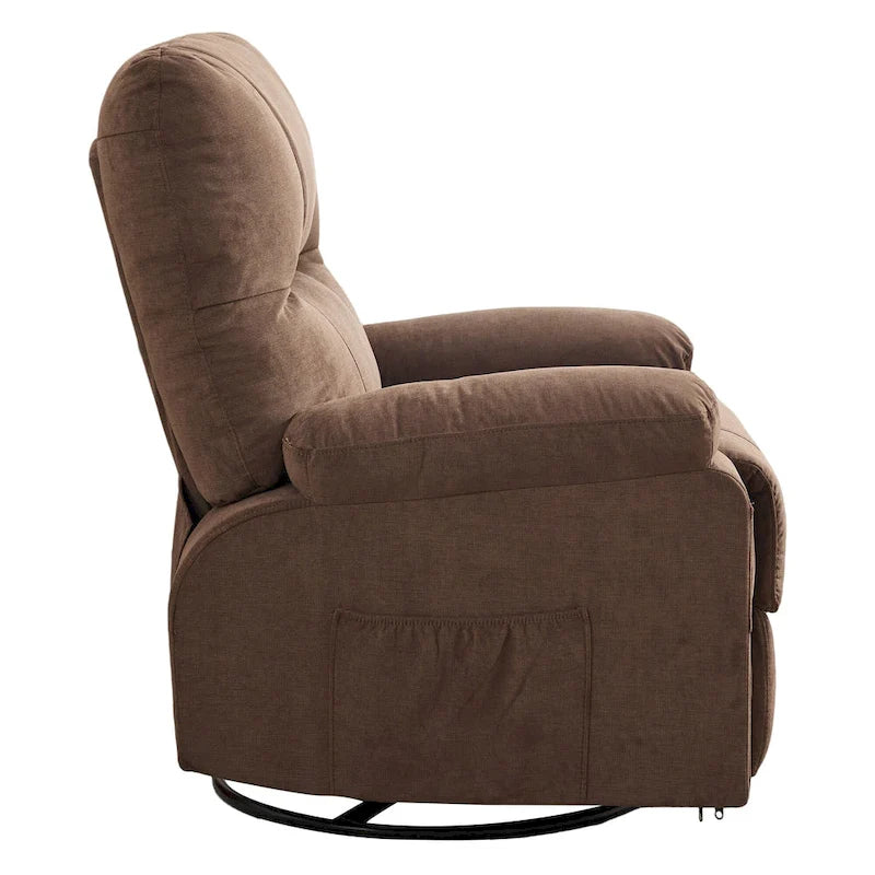Fauteuil inclinable pivotant et basculant à 360° en lin avec poches latérales