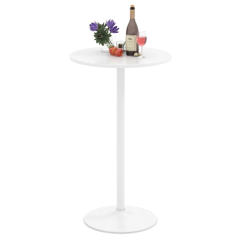Table de bistro ronde blanche, 2 hauteurs réglables (22" ou 40"), MDF et base en métal, 1 personne, 120 lb