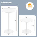 Table de bistro ronde blanche, 2 hauteurs réglables (22" ou 40"), MDF et base en métal, 1 personne, 120 lb