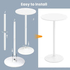 Table de bistro ronde blanche, 2 hauteurs réglables (22" ou 40"), MDF et base en métal, 1 personne, 120 lb