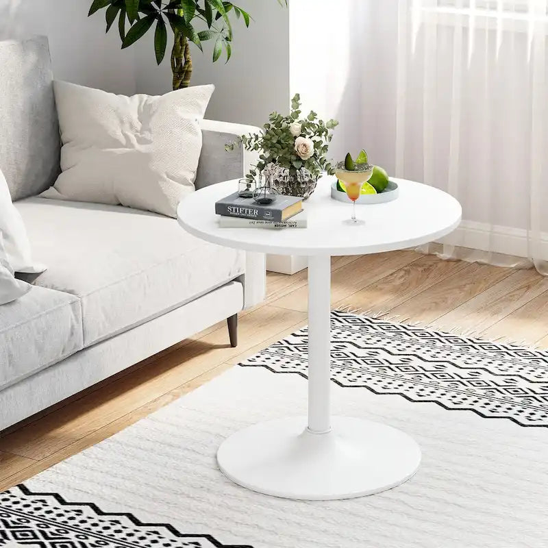 Table de bistro ronde blanche, 2 hauteurs réglables (22" ou 40"), MDF et base en métal, 1 personne, 120 lb