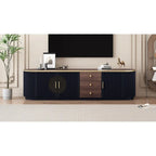 Meuble TV de 180 cm pour téléviseurs jusqu'à 80", Noir/Blanc, 3 tiroirs, Portes vitrées