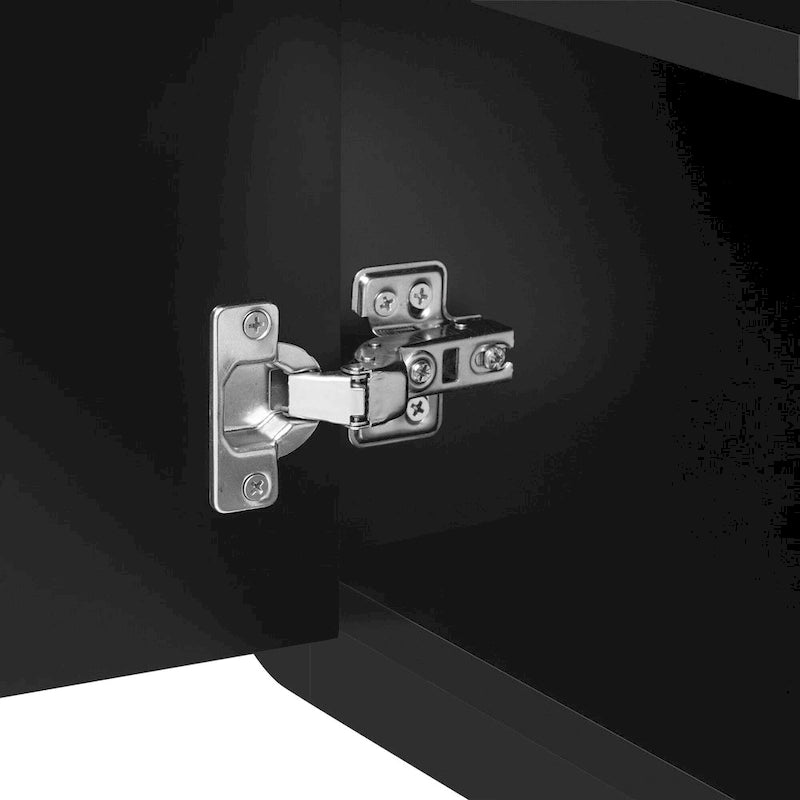 Meuble TV de 180 cm pour téléviseurs jusqu'à 80", Noir/Blanc, 3 tiroirs, Portes vitrées