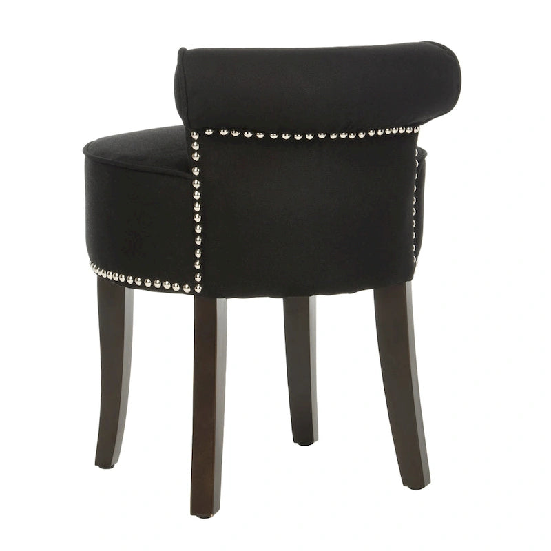 Tabouret de coiffeuse capitonné, Laine/Polyester, Pieds en bois de bouleau, 45,7 cm L x 48,3 cm P x 58,4 cm H, 1 place, 13 couleurs