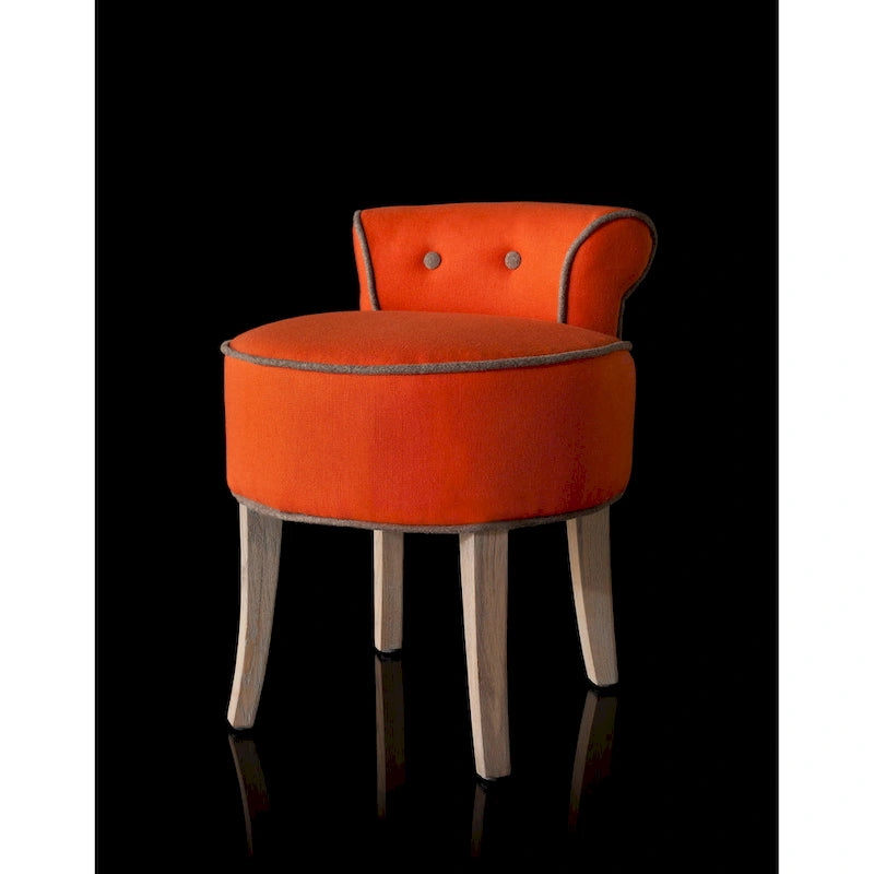 Tabouret de coiffeuse capitonné, Laine/Polyester, Pieds en bois de bouleau, 45,7 cm L x 48,3 cm P x 58,4 cm H, 1 place, 13 couleurs