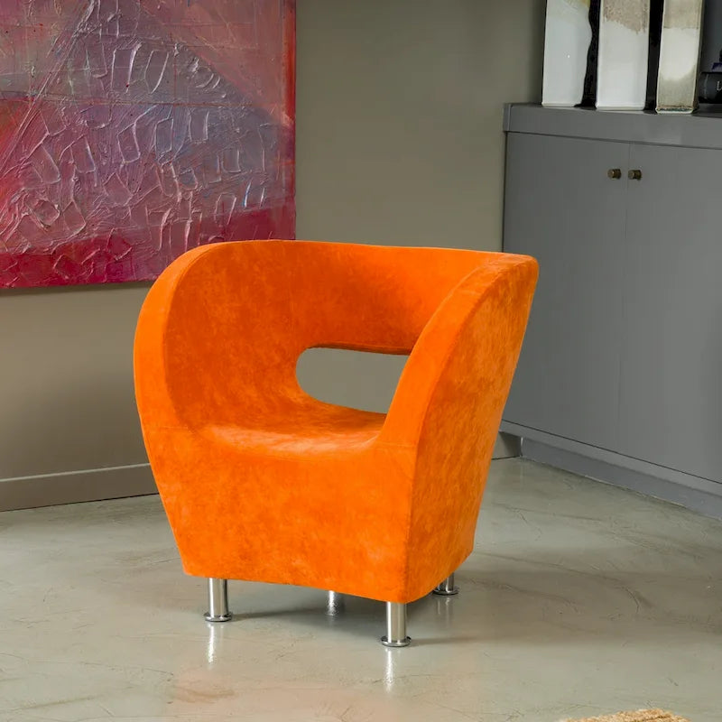 Fauteuil d'appoint moderne en microfibre orange