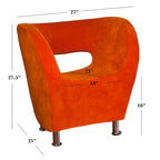 Fauteuil d'appoint moderne en microfibre orange