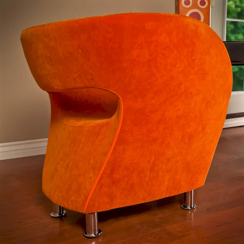 Fauteuil d'appoint moderne en microfibre orange