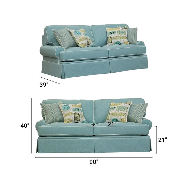 Canapé Classics Model Coastal Aqua Series avec quatre coussins décoratifs