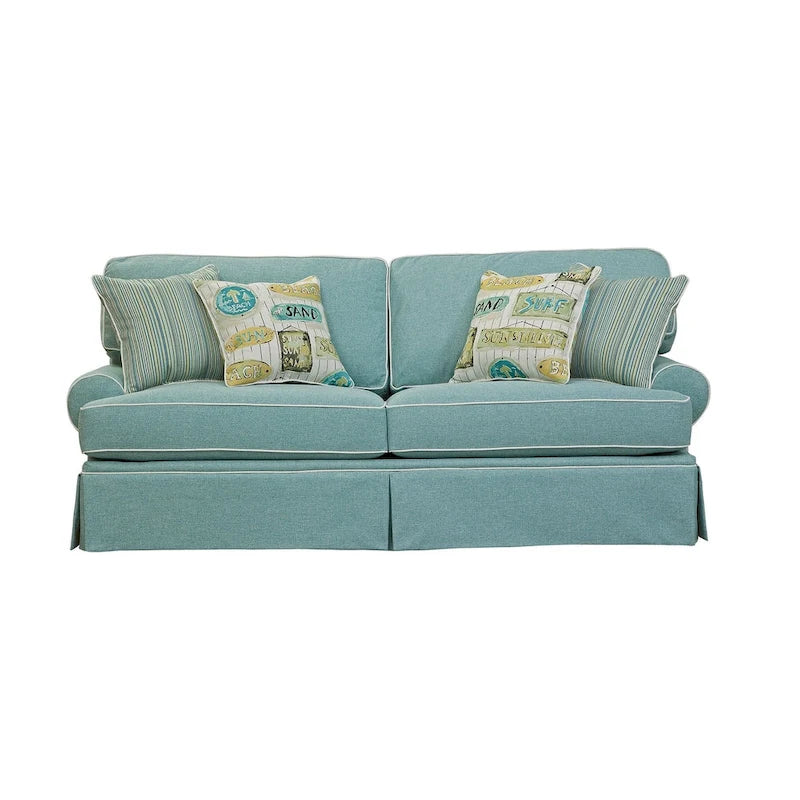 Canapé Classics Model Coastal Aqua Series avec quatre coussins décoratifs