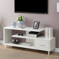 Meuble TV pour téléviseurs jusqu'à 65", 1 tiroir et 3 étagères ouvertes, bois manufacturé, 59"L x 15.5"P x 23.5"H, multicolore