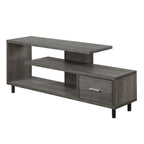 Meuble TV pour téléviseurs jusqu'à 65", 1 tiroir et 3 étagères ouvertes, bois manufacturé, 59"L x 15.5"P x 23.5"H, multicolore