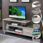 Meuble TV pour téléviseurs jusqu'à 65", 1 tiroir et 3 étagères ouvertes, bois manufacturé, 59"L x 15.5"P x 23.5"H, multicolore