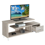 Meuble TV pour téléviseurs jusqu'à 65", 1 tiroir et 3 étagères ouvertes, bois manufacturé, 59"L x 15.5"P x 23.5"H, multicolore