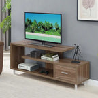 Meuble TV pour téléviseurs jusqu'à 65", 1 tiroir et 3 étagères ouvertes, bois manufacturé, 59"L x 15.5"P x 23.5"H, multicolore