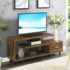 Meuble TV pour téléviseurs jusqu'à 65", 1 tiroir et 3 étagères ouvertes, bois manufacturé, 59"L x 15.5"P x 23.5"H, multicolore