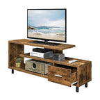 Meuble TV pour téléviseurs jusqu'à 65", 1 tiroir et 3 étagères ouvertes, bois manufacturé, 59"L x 15.5"P x 23.5"H, multicolore