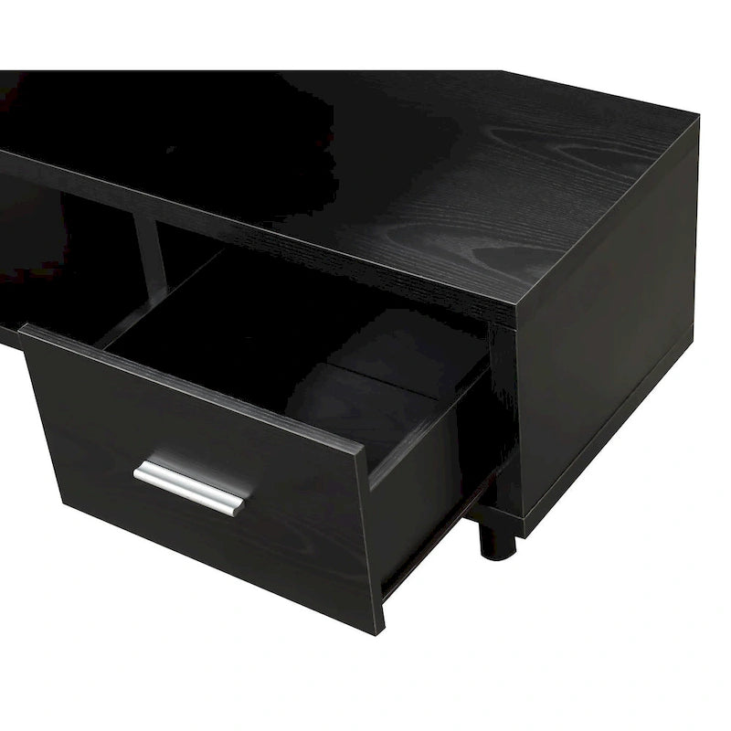 Meuble TV pour téléviseurs jusqu'à 65", 1 tiroir et 3 étagères ouvertes, bois manufacturé, 59"L x 15.5"P x 23.5"H, multicolore